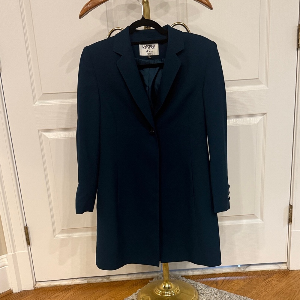 Kasper Blue Blazer Suit Jacket Classic Tailored